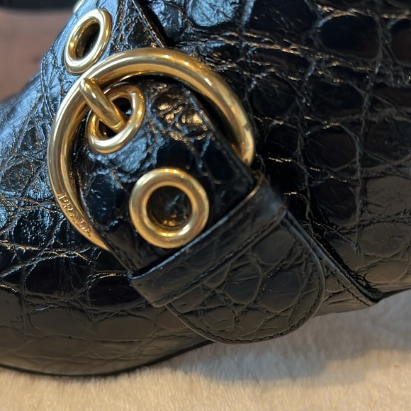 Prada crocodile ankle boots with brass buckle 38.5 EU - Picture 3 of 9